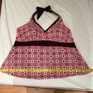 3 Piece Swimsuit tankini Tie top w/ bikini high waist bottom & skirt to wearover